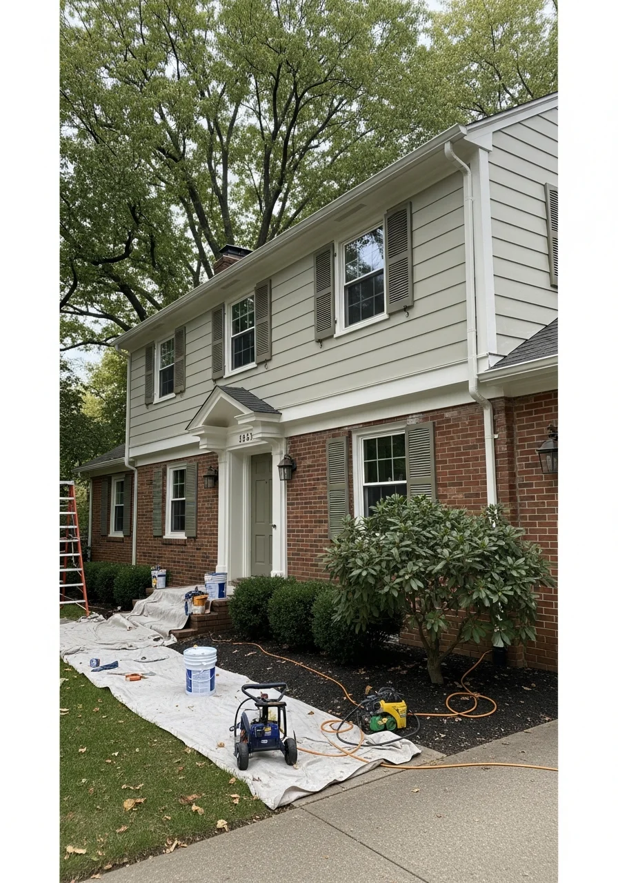 Detailed view of professional work on a Shaker Heights property, demonstrating precision and respect for the home's quality.